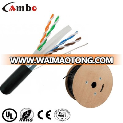 UL listed Waterproof UTP/FTP 23AWG Bare Copper Cat6 Outdoor Cable Inner PVC outer PE double jacket