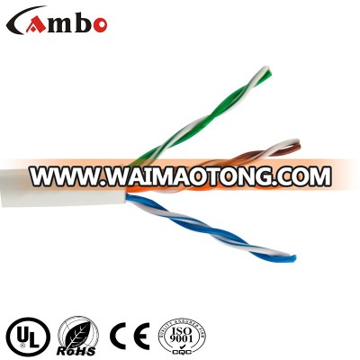 CAT5 CAT6 Solid Unshielded Twisted Pair Cable  CAT5 350MHz 4PR UTP 24AWG Solid Bare Copper 1000ft Pull Box